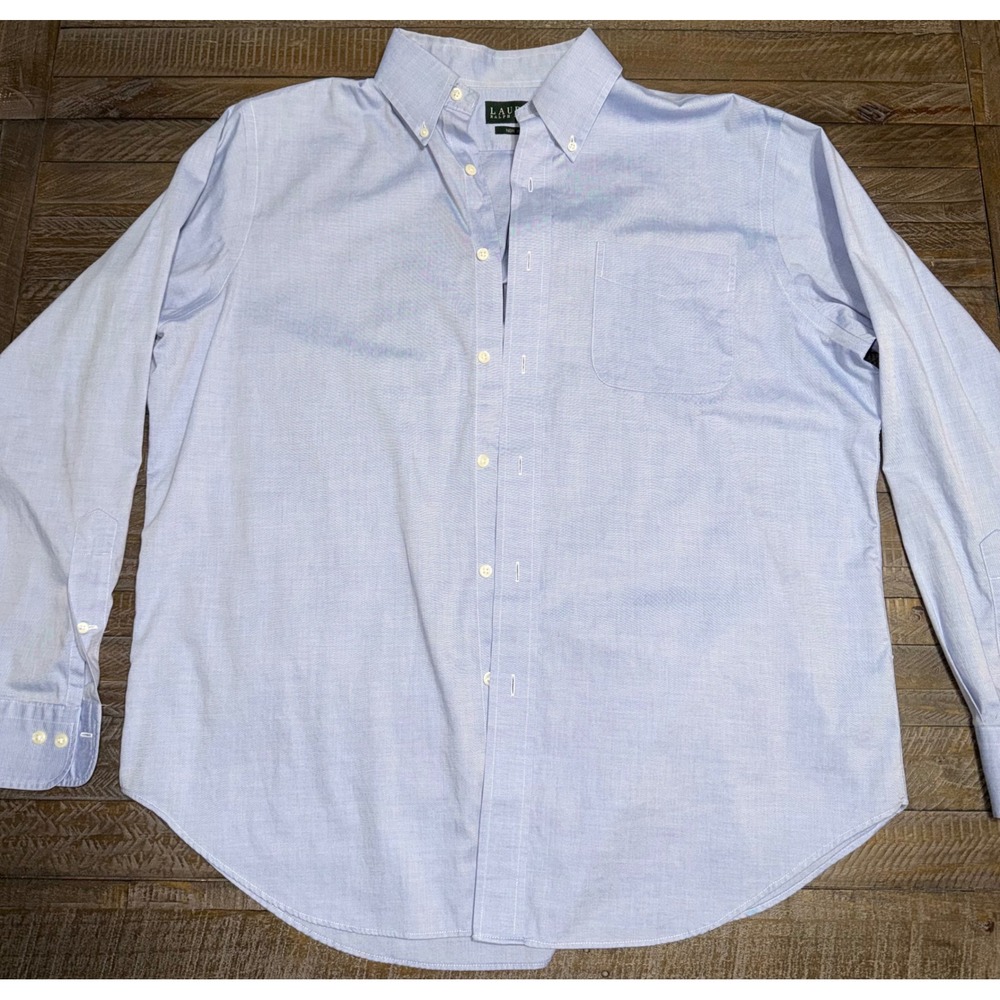 Lauren Ralph Lauren Button Down L 16.5 34/35 Blue Non Iron Cotton Shirt Preloved